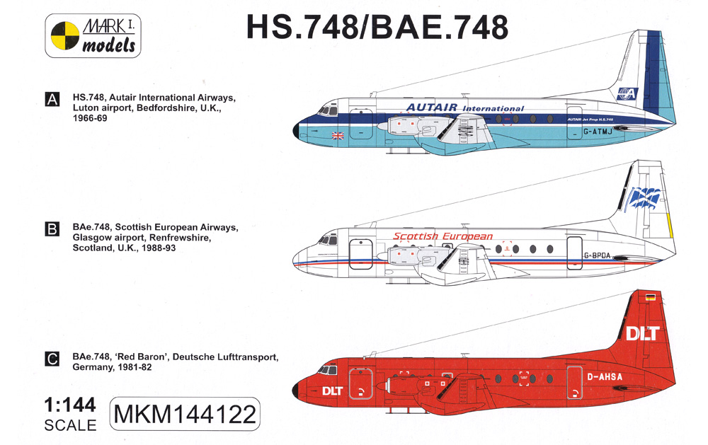 HS.748 / BAE.748 民間機 プラモデル (MARK 1 ミリタリー インジェクションキット No.MKM144122) 商品画像_1