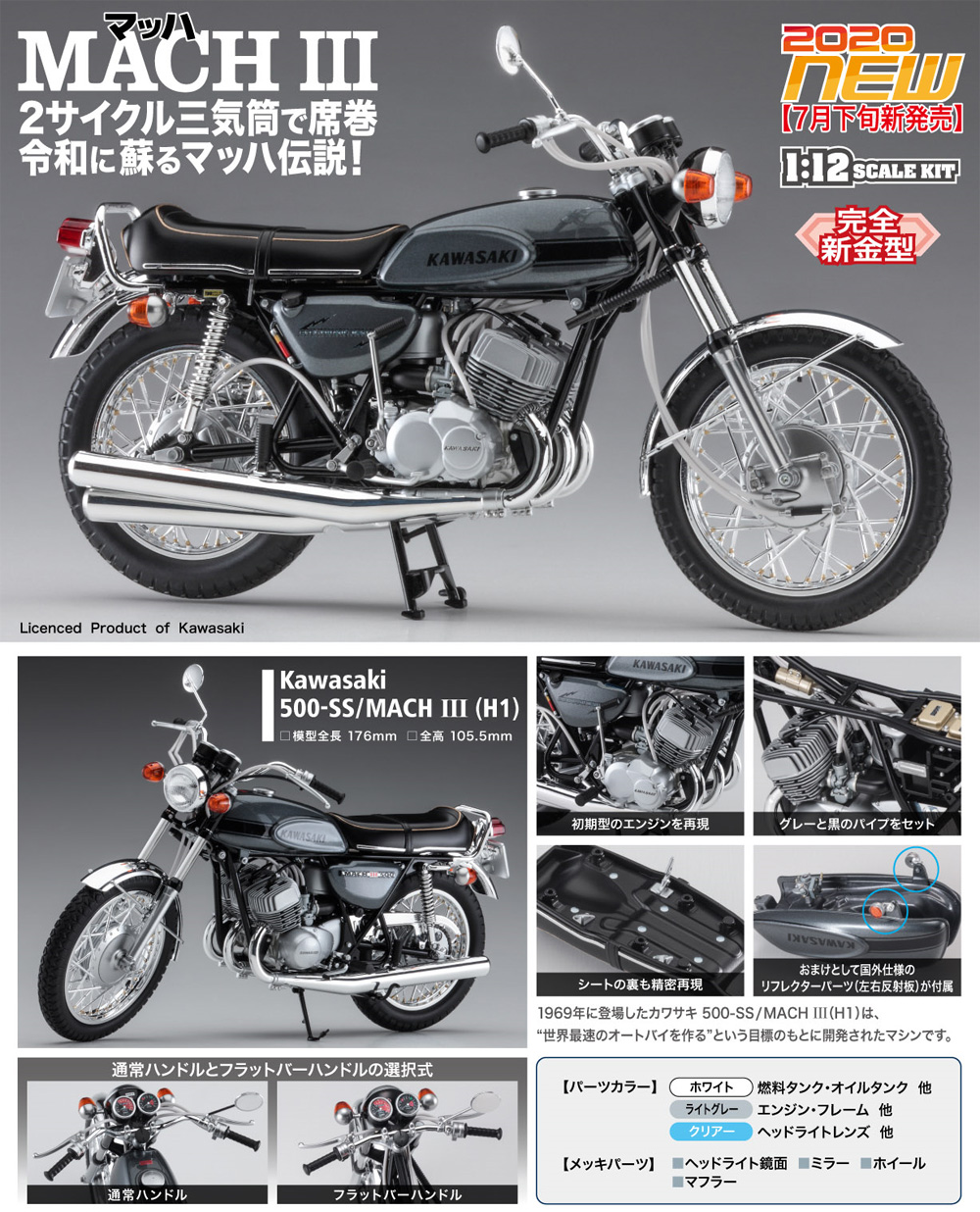 カワサキ 500-SS/MACH 3 (H1) プラモデル (ハセガワ 1/12 バイクシリーズ No.BK-010) 商品画像_2