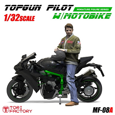 1/32 トップガン パイロット w/モーターバイク プラモデル (トリファクトリー MILITARY FIGURE SERIES No.MF-008A) 商品画像