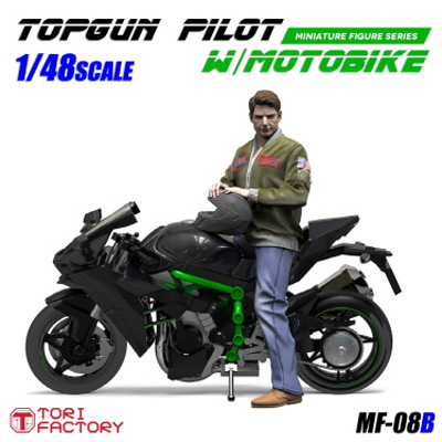 1/48 トップガン パイロット w/モーターバイク プラモデル (トリファクトリー MILITARY FIGURE SERIES No.MF-008B) 商品画像