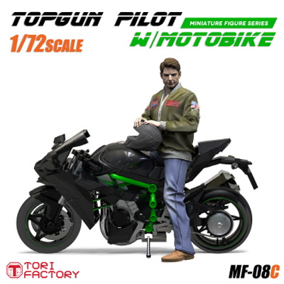 1/72 トップガン パイロット w/モーターバイク プラモデル (トリファクトリー MILITARY FIGURE SERIES No.MF-008C) 商品画像