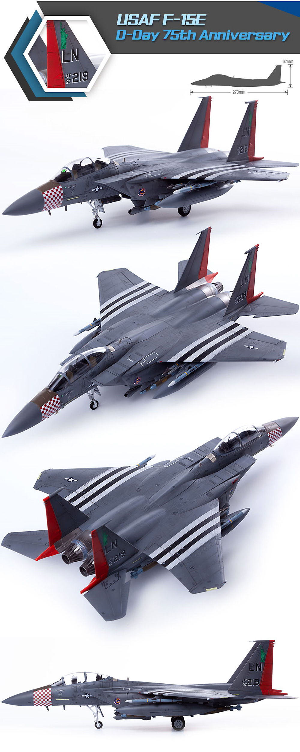 アメリカ空軍 F-15E ストライクイーグル D-DAY 75周年記念塗装 プラモデル (アカデミー 1/72 Aircrafts No.12568) 商品画像_3