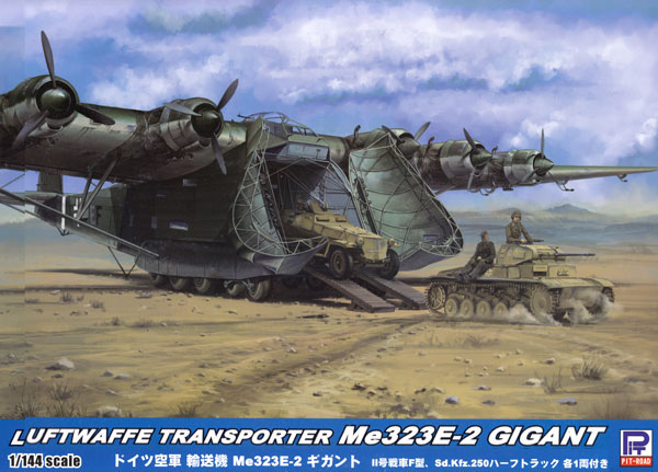 ドイツ空軍 輸送機 Me323E-2 ギガント 2号戦車F型、Sd.Kfz.250 ハーフトラック 各1両付き プラモデル (ピットロード SN 航空機 プラモデル No.SN023SP) 商品画像