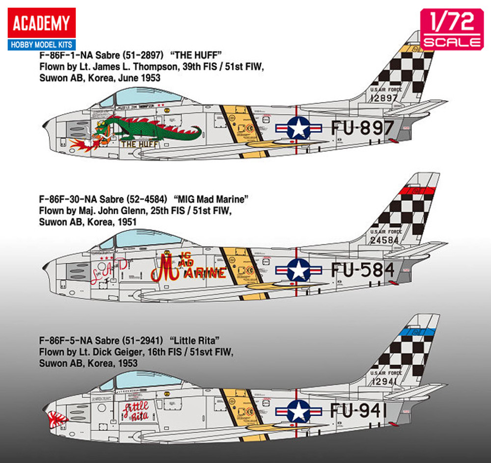 F-86F セイバー 朝鮮戦争 プラモデル (アカデミー 1/72 Aircrafts No.12456) 商品画像_2