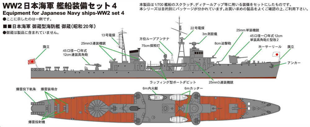 WW2 日本海軍 艦船装備セット 4 プラモデル (ピットロード スカイウェーブ E シリーズ No.E-007) 商品画像_1