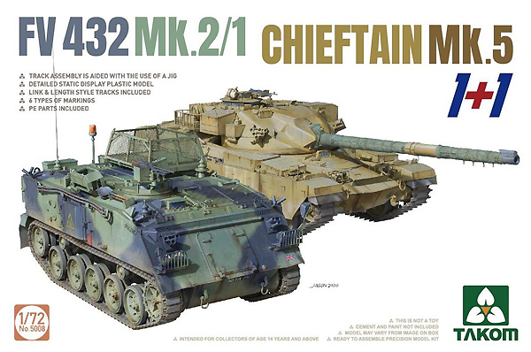 FV432 Mk.2/1 +  チーフテン Mk.5 プラモデル (タコム 1/72 ミリタリー No.5008) 商品画像