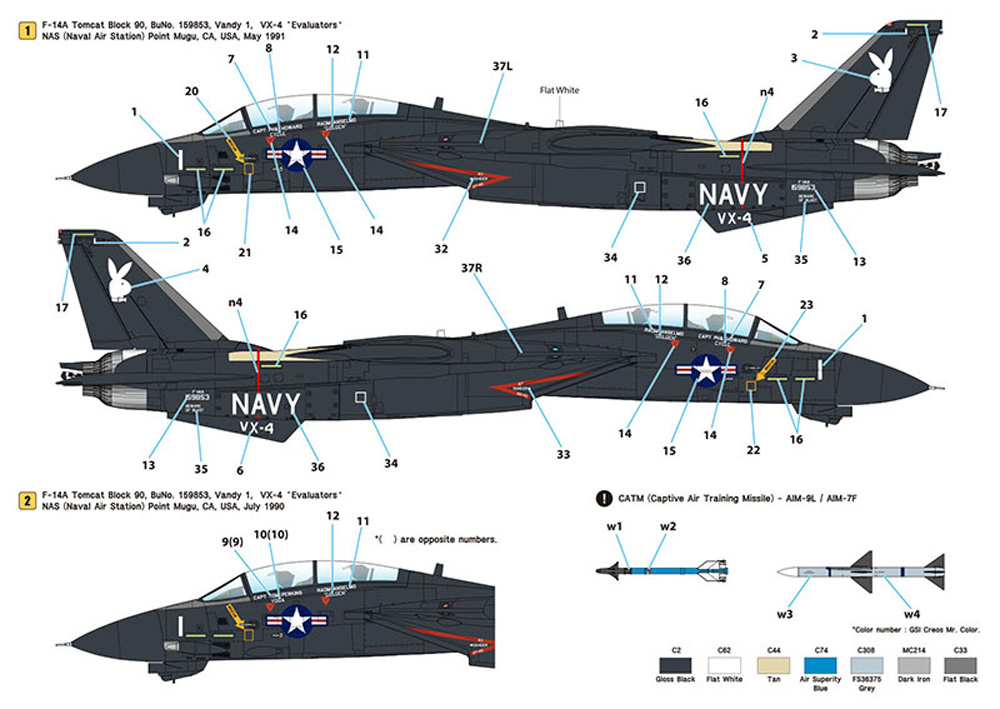 F-14A トムキャット Part 1 VX-4 エヴァリュエイーターズ ヴァンディ 1 (アカデミー用) デカール (ウルフパック 1/72 デカール (WD) No.WD72009) 商品画像_2