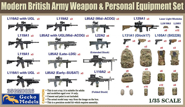 現用イギリス陸軍 小火器と個人装備セット プラモデル (ゲッコーモデル 1/35 ミリタリー No.35GM0026) 商品画像