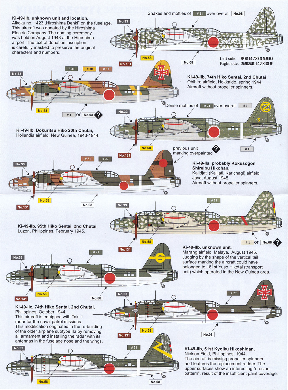 百式重爆撃機 呑龍 デカール デカール (ライジングモデル 1/72 RISING DECALS (ライジングデカール) No.RD72089) 商品画像_2