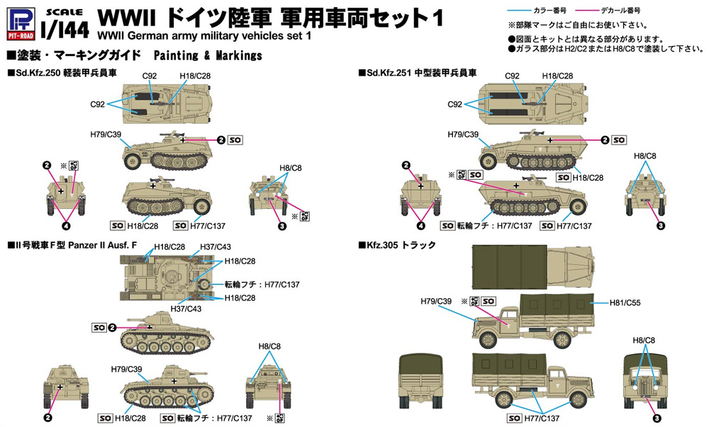 WW2 ドイツ陸軍 軍用車両セット 1 プラモデル (ピットロード 1/144 スモールグランドアーマー シリーズ No.SGK002) 商品画像_2