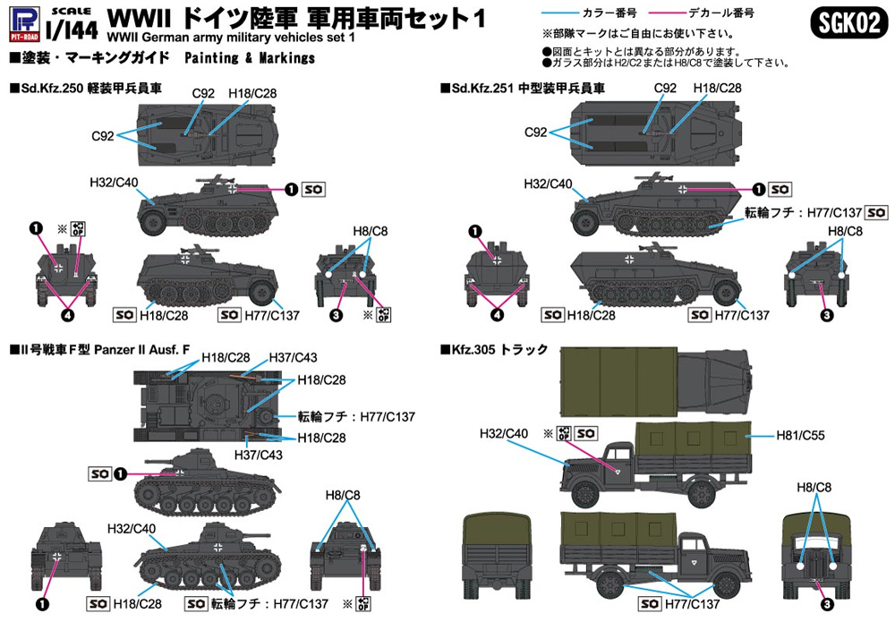 WW2 ドイツ陸軍 軍用車両セット 1 プラモデル (ピットロード 1/144 スモールグランドアーマー シリーズ No.SGK002) 商品画像_3