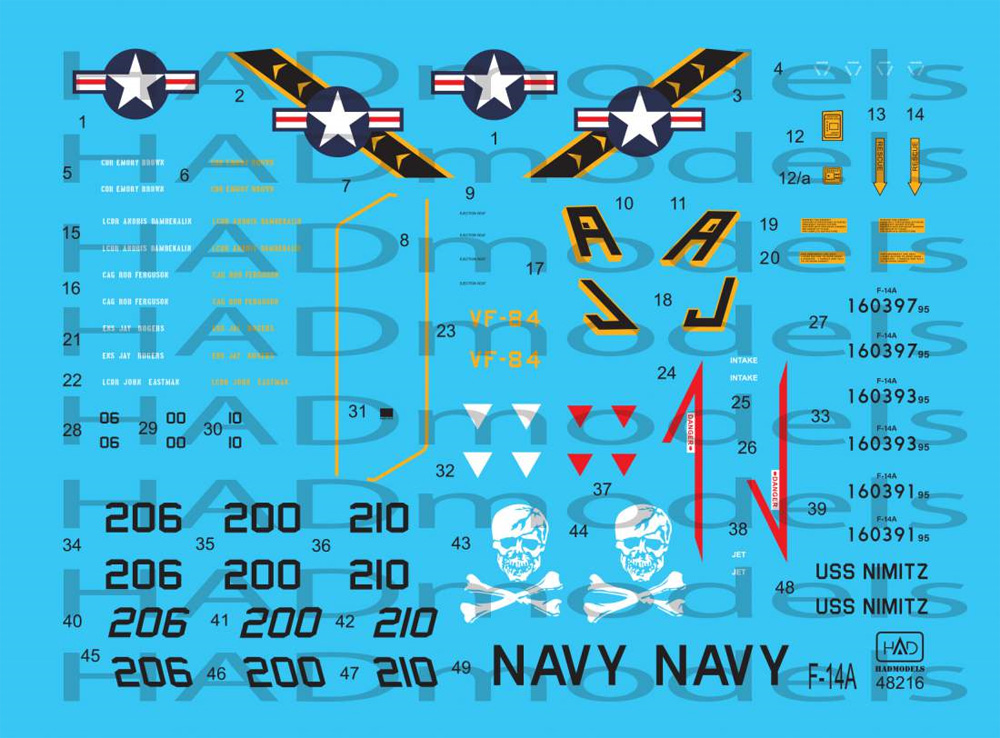 F-14A トムキャット VF-84 ジョリーロジャース USS ニミッツ 1978-79年 (タミヤ用) デカール デカール (HAD MODELS 1/48 デカール No.48216) 商品画像_3