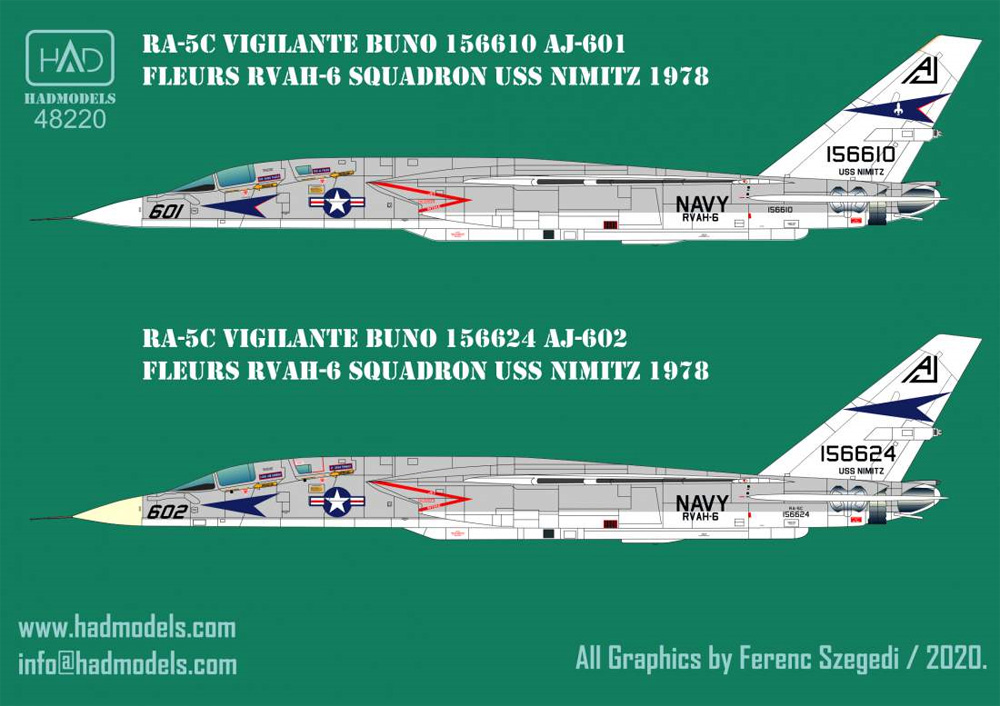 RA-5C ヴィジランティ RVAH-6 USS ニミッツ 1978年 デカール デカール (HAD MODELS 1/48 デカール No.48220) 商品画像_1