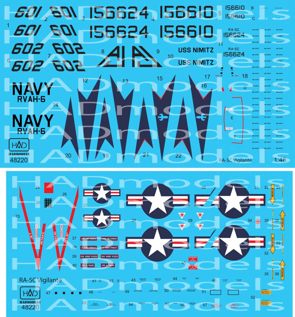RA-5C ヴィジランティ RVAH-6 USS ニミッツ 1978年 デカール デカール (HAD MODELS 1/48 デカール No.48220) 商品画像_4