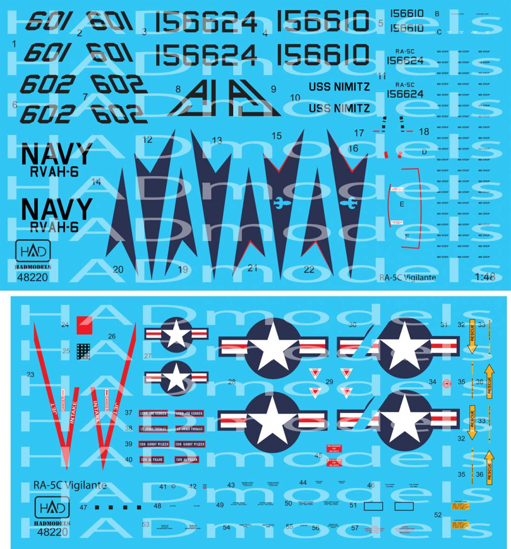 RA-5C ヴィジランティ RVAH-6 USS ニミッツ 1978年 デカール デカール (HAD MODELS 1/48 デカール No.48220) 商品画像_4