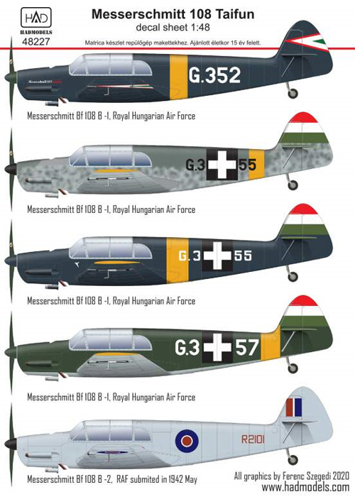 メッサーシュミット Bf108 タイフン デカール デカール (HAD MODELS 1/48 デカール No.48227) 商品画像