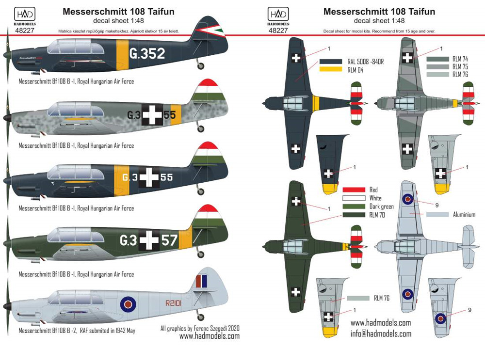 メッサーシュミット Bf108 タイフン デカール デカール (HAD MODELS 1/48 デカール No.48227) 商品画像_1