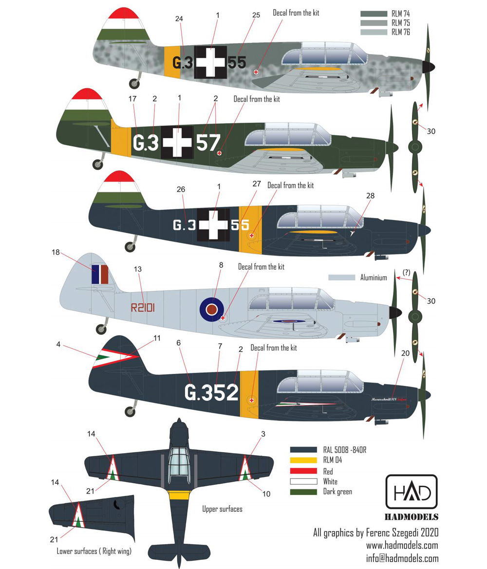 メッサーシュミット Bf108 タイフン デカール デカール (HAD MODELS 1/32 デカール No.32071) 商品画像_2