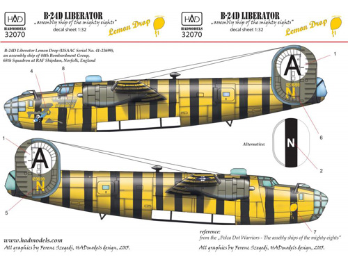 B-24D リベレーター レモン・ドロップ デカール デカール (HAD MODELS 1/32 デカール No.32070) 商品画像