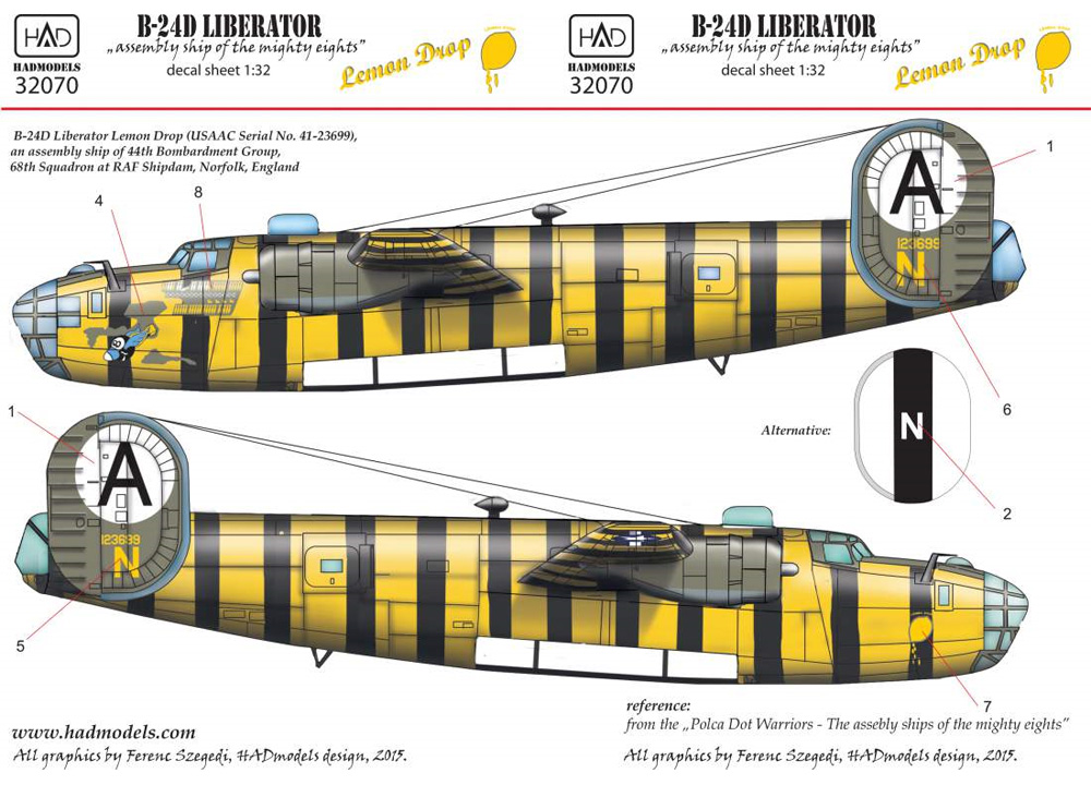 B-24D リベレーター レモン・ドロップ デカール デカール (HAD MODELS 1/32 デカール No.32070) 商品画像_1