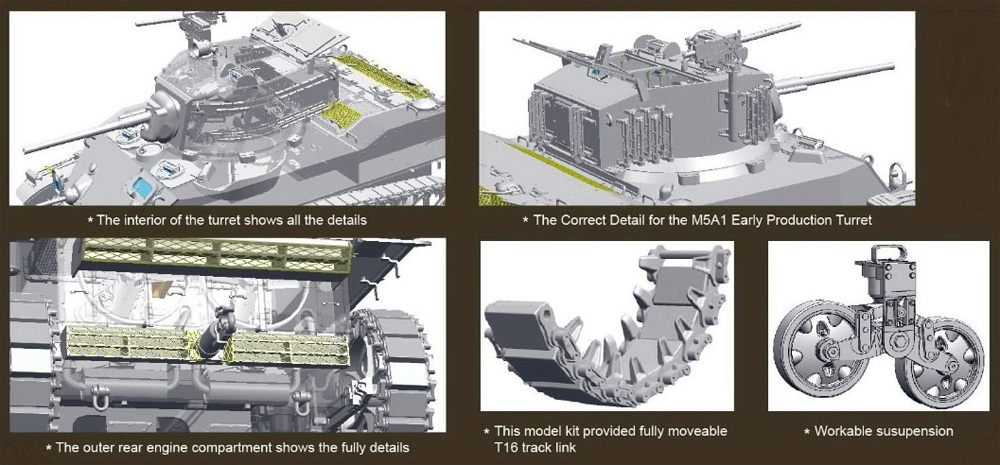 M5A1 スチュアート 前期型 プラモデル (クラッシーホビー 1/16 プラキット No.MC16007) 商品画像_1