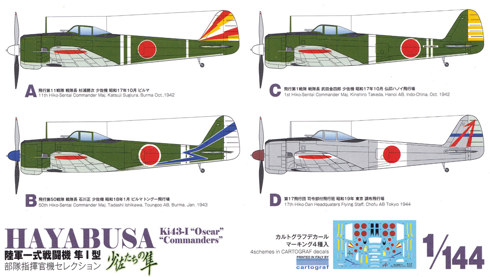 陸軍 一式戦闘機 隼1型 部隊指揮官機セレクション 少佐たちの隼 プラモデル (プラッツ 1/144 プラスチックモデルキット No.PDR-020) 商品画像_1