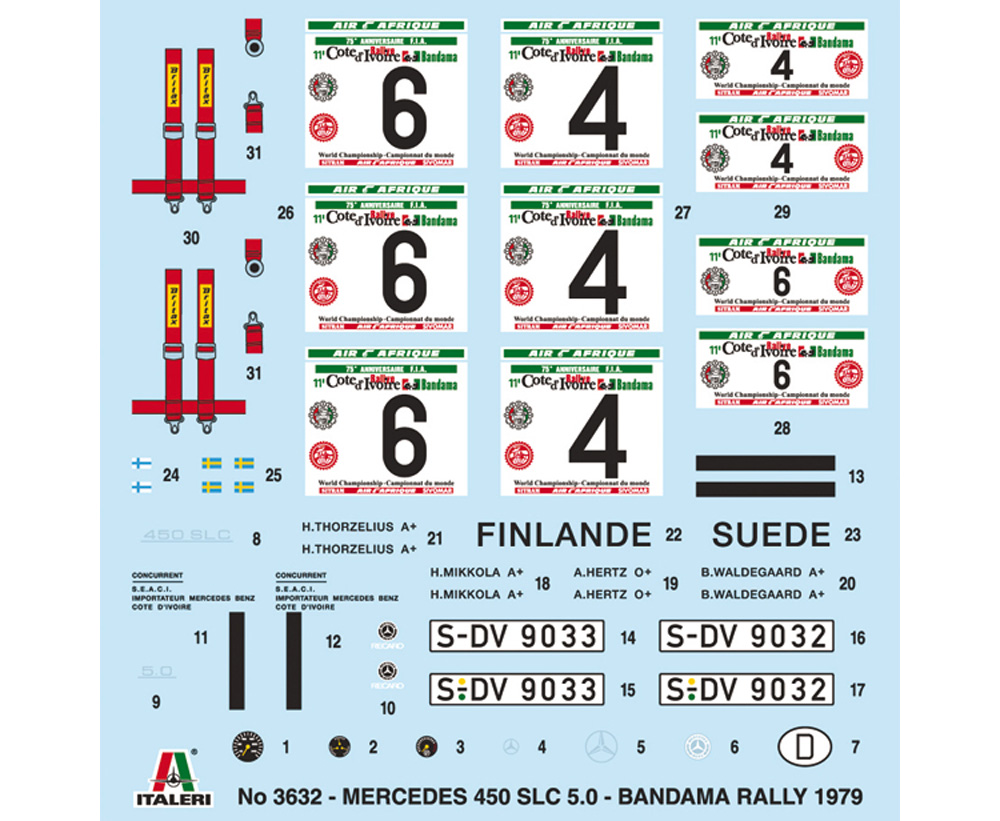 メルセデス ベンツ 450SLC ラリー バンダマ（コートジボワール） 1979 日本語説明書付属 プラモデル (イタレリ 1/24 カーモデル No.3632) 商品画像_2