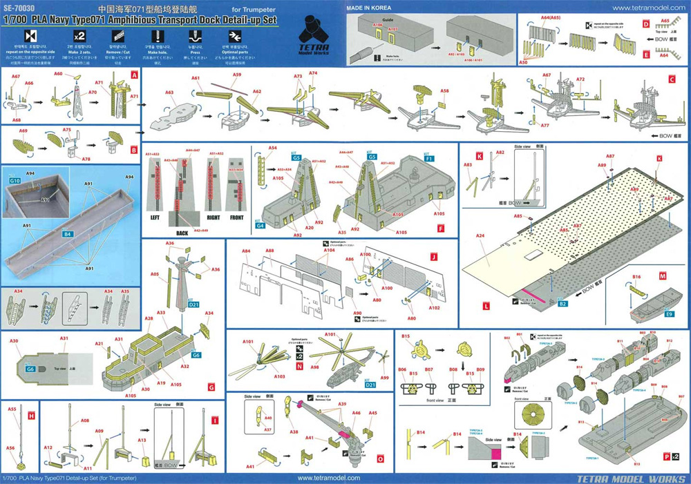 中国海軍 071型 ドック型揚陸艦 ディテールアップセット (トランペッター用) エッチング (テトラモデルワークス 艦船 エッチングパーツ No.SE-70030) 商品画像_2