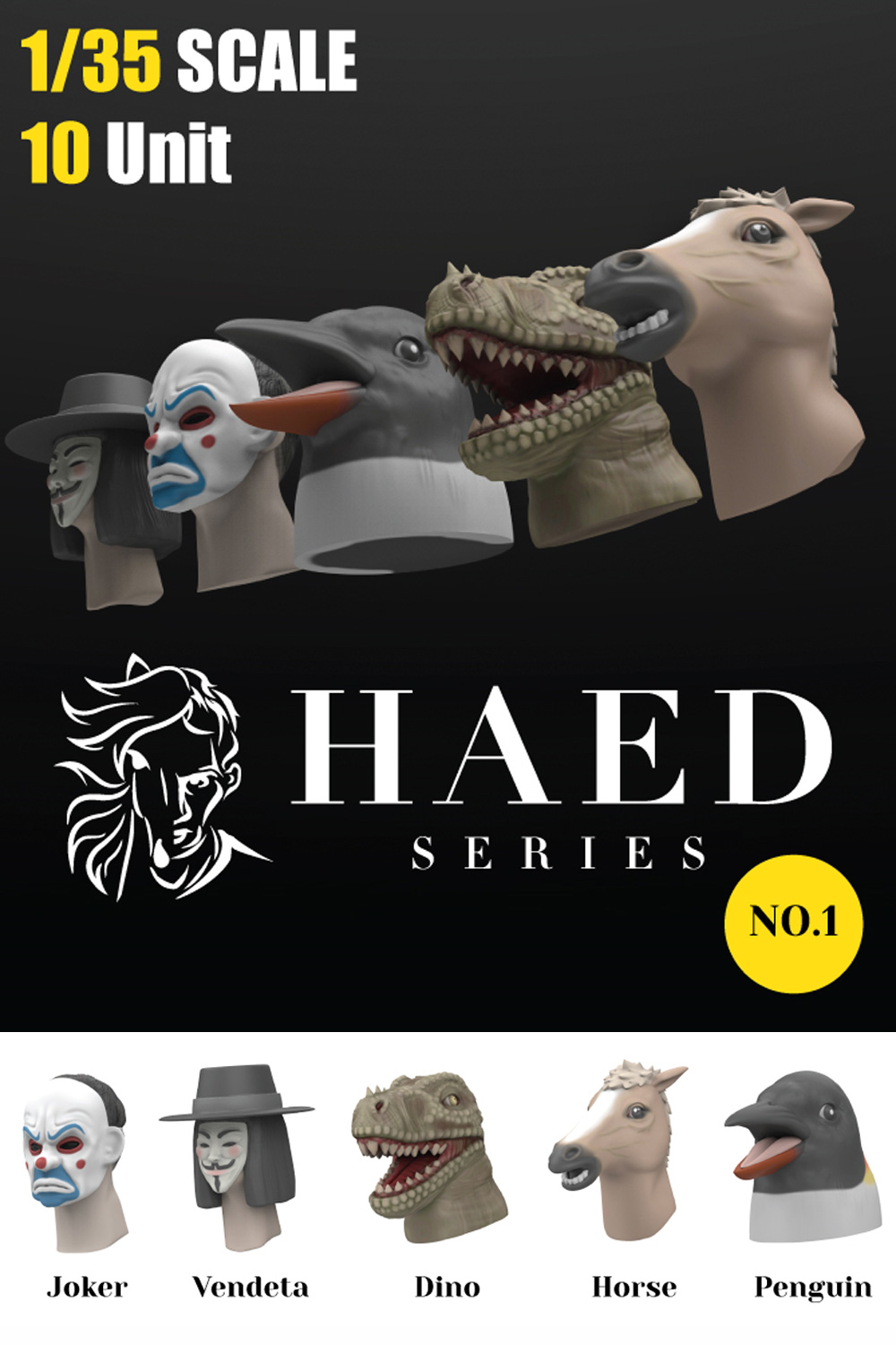 仮装仮面セット (10個入) プラモデル (トリファクトリー HEAD SERIES (ヘッド シリーズ) No.HD-001) 商品画像_1