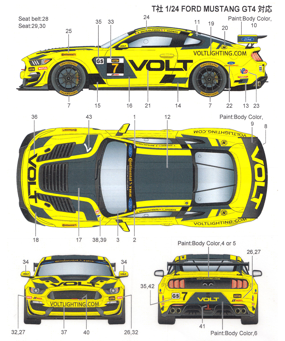 フォード マスタング GT4 #7 IMSA ロードアメリカ 2018 デカール デカール (スタジオ27 ツーリングカー/GTカー オリジナルデカール No.DC1233) 商品画像_1