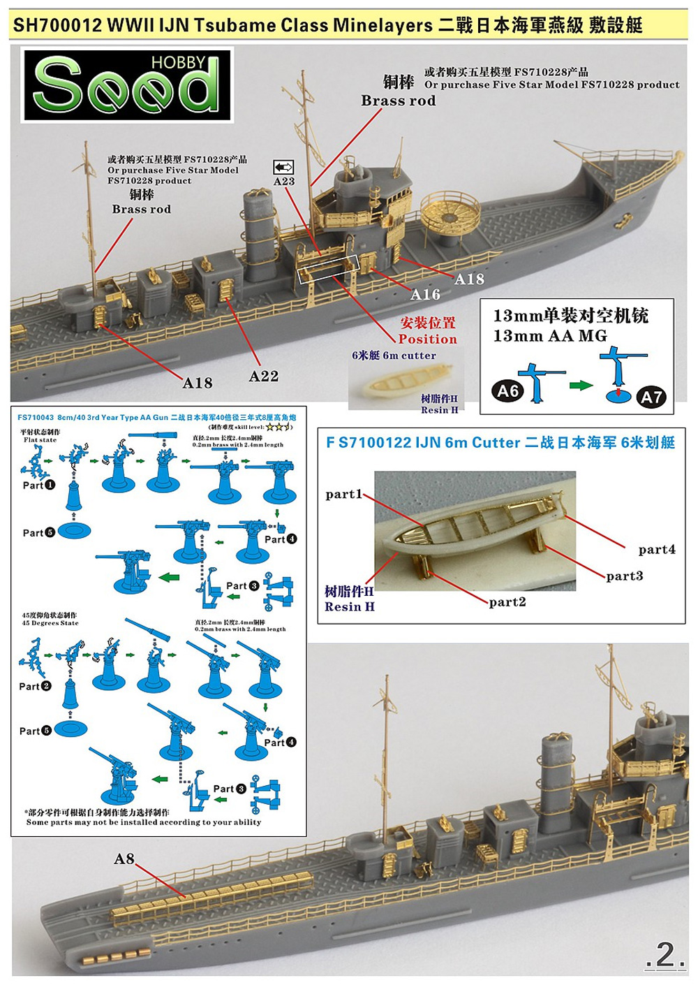 日本海軍 燕型 敷設艇 レジン (Seed HOBBY 1/700 レジンキット No.SH700012) 商品画像_2