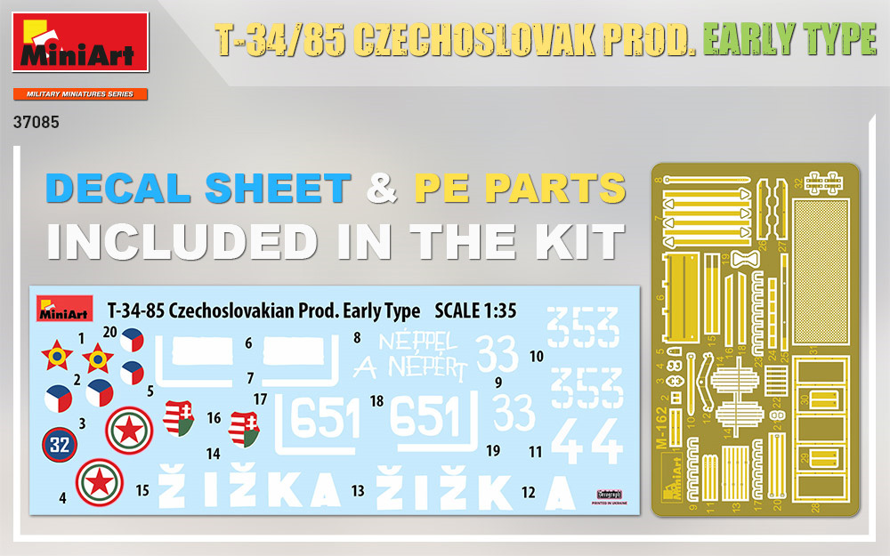 T-34/85 チェコスロバキア製 初期型 プラモデル (ミニアート 1/35 ミリタリーミニチュア No.37085) 商品画像_1