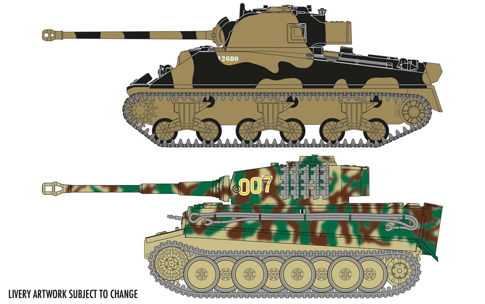 クラッシックコンフリクト タイガー 1 vs シャーマン ファイアフライ プラモデル (エアフィックス 1/72 AFV No.A50186) 商品画像_1