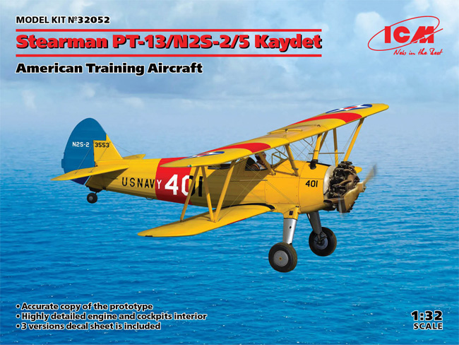 ステアマン PT-13/N2S-2/5 ケイデット プラモデル (ICM 1/32 エアクラフト No.32052) 商品画像