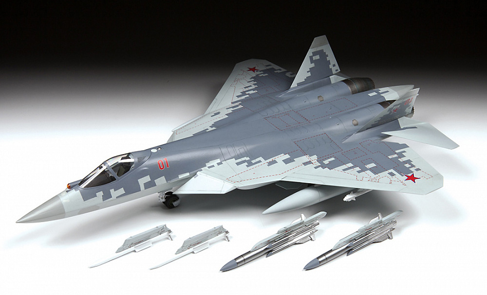 ロシア 第5世代 戦闘機 Su-57 プラモデル (ズベズダ 1/48 ミリタリーエアクラフト プラモデル No.4824) 商品画像_1