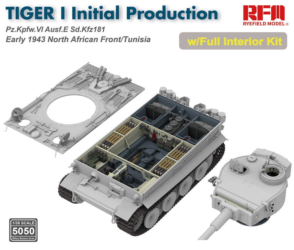 タイガー 1 重戦車 極初期型 1943年前期 北アフリカ戦線/チュニジア w/フルインテリア プラモデル (ライ フィールド モデル 1/35 Military Miniature Series No.5050) 商品画像_1