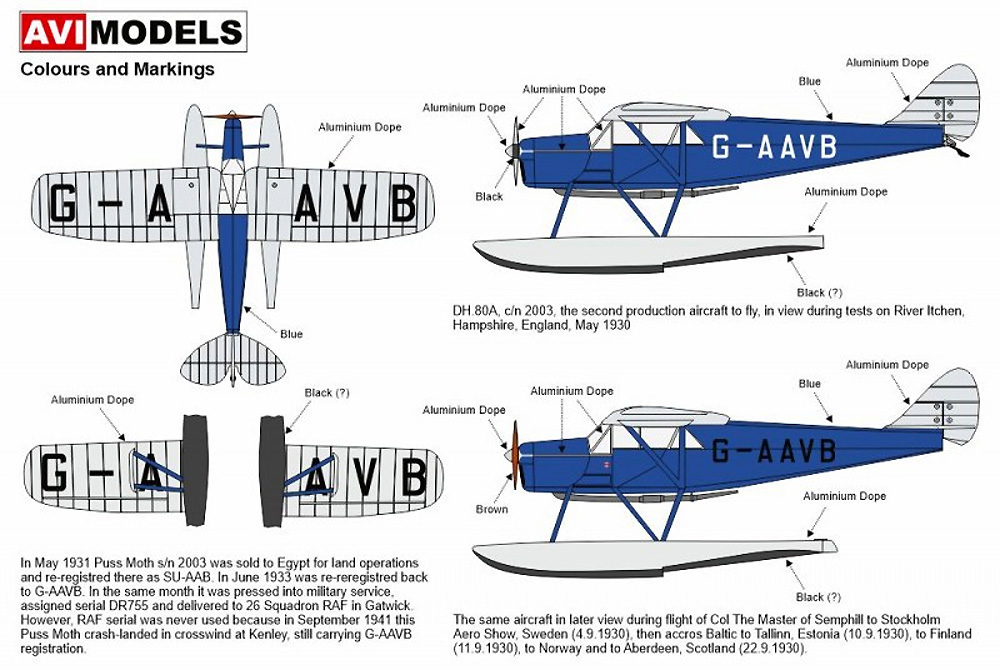 デ・ハビランド DH.80A プス・モス
 水上機 プラモデル (AVIモデル 1/72 エアクラフト プラモデル No.AVI72016) 商品画像_1