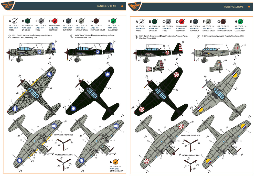 Ki-51 99式襲撃機 満洲国 & 戦後使用機 (2機入) プラモデル (クリアープロップ 1/144 スケールモデル No.CP144003) 商品画像_2