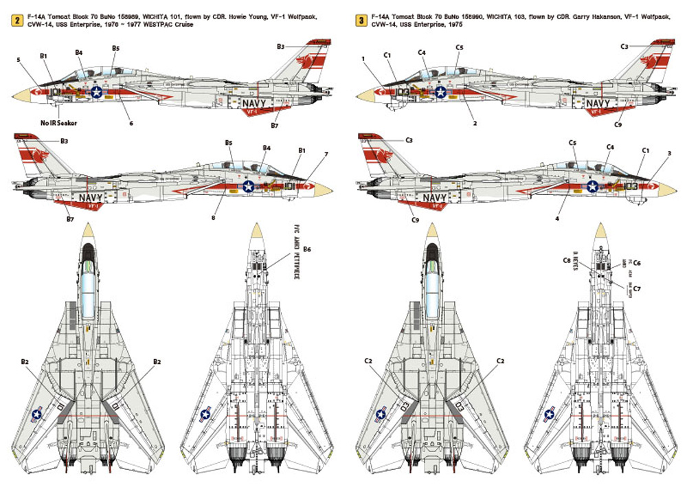 F-14A トムキャット パート 2 VF-1 ウルフパック 1970 Era (アカデミー用) デカール (ウルフパック 1/72 デカール (WD) No.WD72010) 商品画像_3