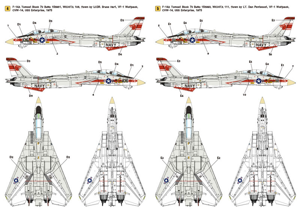 F-14A トムキャット パート 2 VF-1 ウルフパック 1970 Era (アカデミー用) デカール (ウルフパック 1/72 デカール (WD) No.WD72010) 商品画像_4