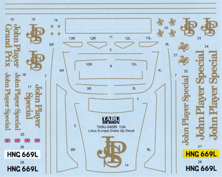 ロータス ヨーロッパ ドレスアップ デカール デカール (タブデザイン 1/24 デカール No.TABU-24089) 商品画像