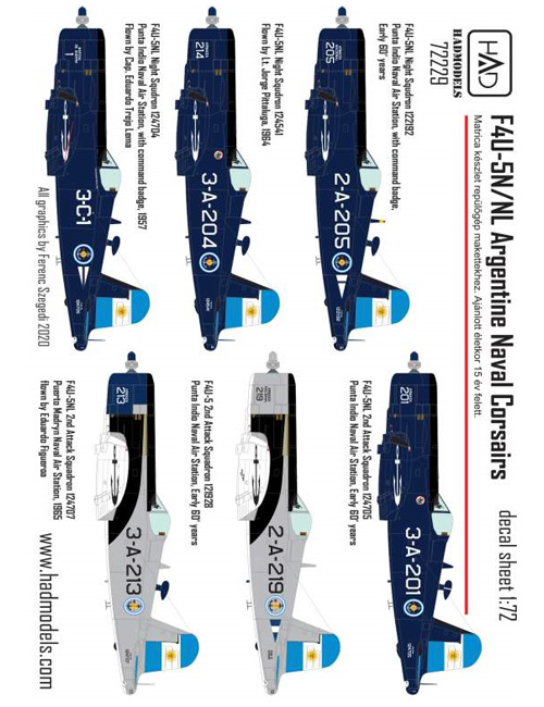F4U-5N/NL コルセア アルゼンチン海軍 デカール (HAD MODELS 1/72 デカール No.72229) 商品画像