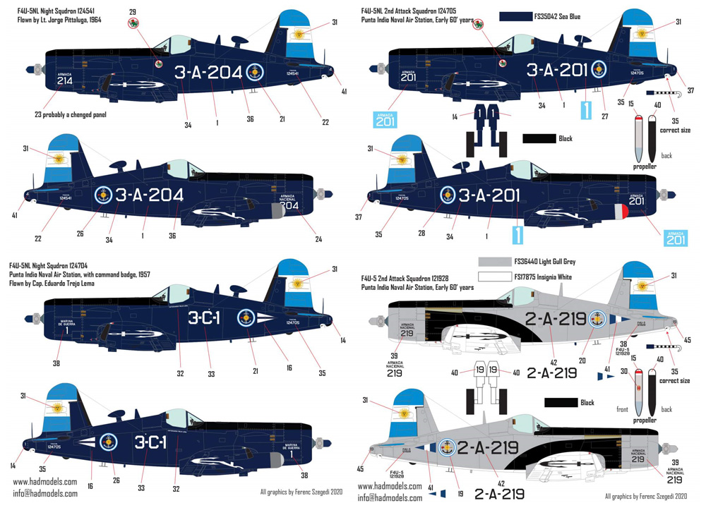 F4U-5N/NL コルセア アルゼンチン海軍 デカール (HAD MODELS 1/72 デカール No.72229) 商品画像_3