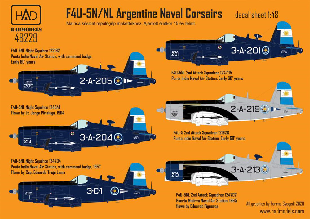 F4U-5N/NL コルセア アルゼンチン海軍 デカール (HAD MODELS 1/48 デカール No.48229) 商品画像_1
