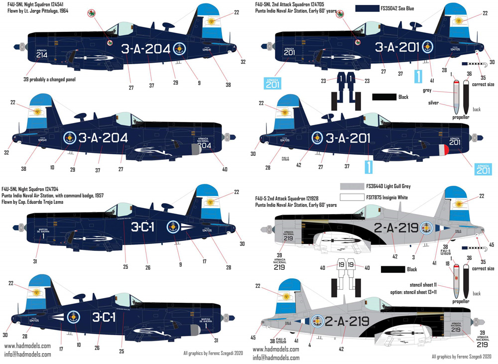 F4U-5N/NL コルセア アルゼンチン海軍 デカール (HAD MODELS 1/48 デカール No.48229) 商品画像_3