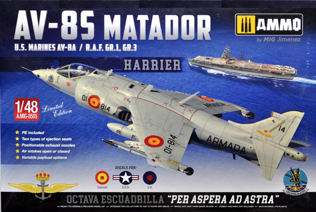 AV-8S マタドール (スペイン/アメリカ海兵隊/イギリス空軍) プラモデル (アモ Limited Edition Plastic model kit No.A.MIG-8505) 商品画像
