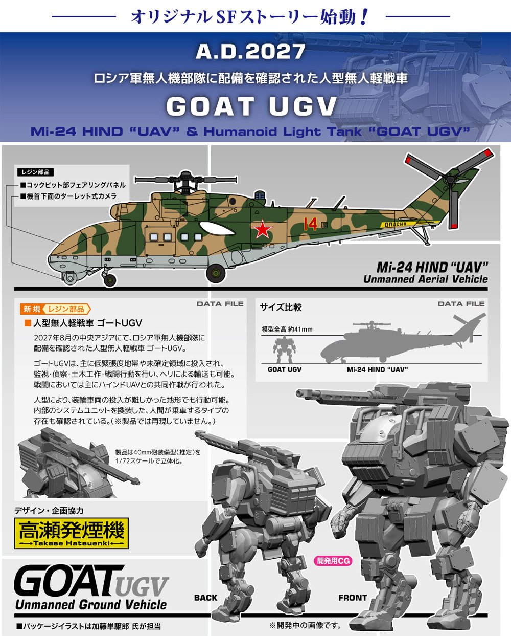 Mi-24 ハインド UAV & 人型軽戦車 ゴート UGV プラモデル (ハセガワ 1/72 飛行機 限定生産 No.02368) 商品画像_2