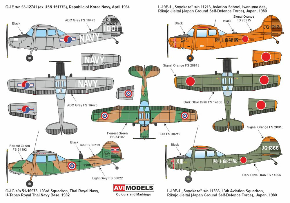 L-19E/O-1E/O-1G バードドッグ アジア上空 プラモデル (AVIモデル 1/72 エアクラフト プラモデル No.AVI72019) 商品画像_1