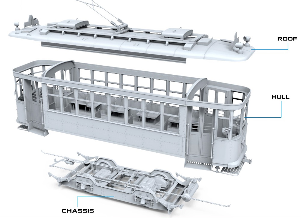 路面電車 Xシリーズ 中期型 プラモデル (ミニアート 1/35 ミニチュアシリーズ No.38026) 商品画像_2