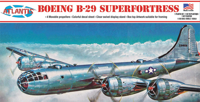 ボーイング B-29 スーパーフォートレス w/スイベルスタンド プラモデル (アトランティス プラスチックモデルキット No.H208) 商品画像